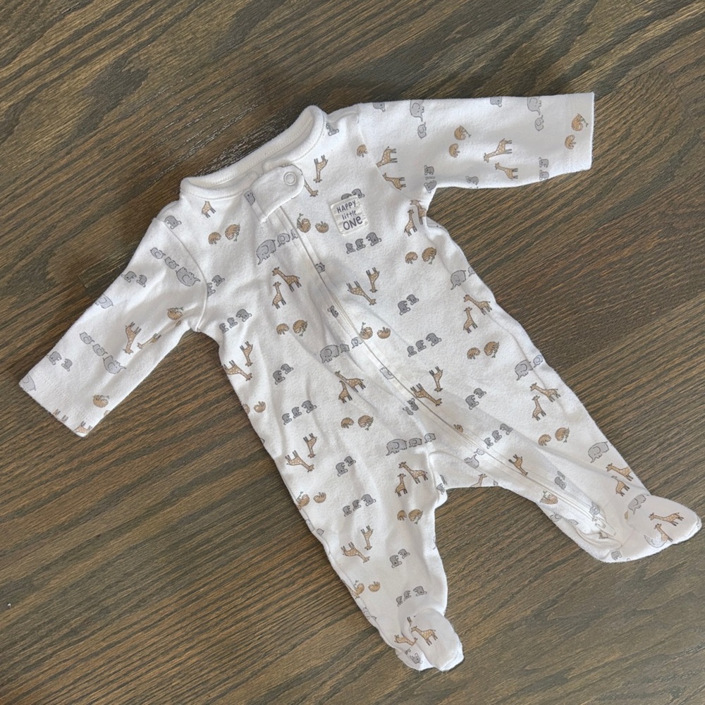 Just One You by Carter’s Safari Animal Footie Sleeper Baby 3M White